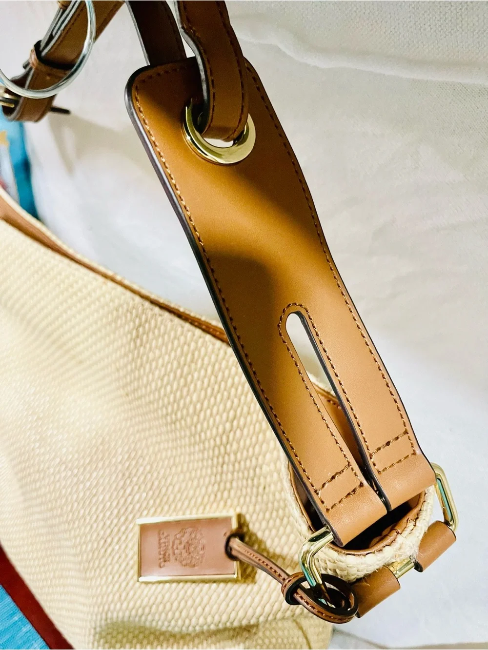 Vince Camuto Straw & Leather Hobo Bag